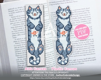 Funny Tabby Cat Cross Stitch Bookmark Pattern PDF, Small Beginner Friendly Pet Bookmark (Instant Download)