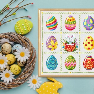 Easter Eggs Cross Stitch Pattern Download PDF Funny Easter Bunny Cross ...