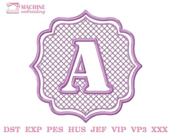 Embossed monogram font machine embroidery designs A-Z for personalized gift, Embroidery file monogram towel instant download #R60