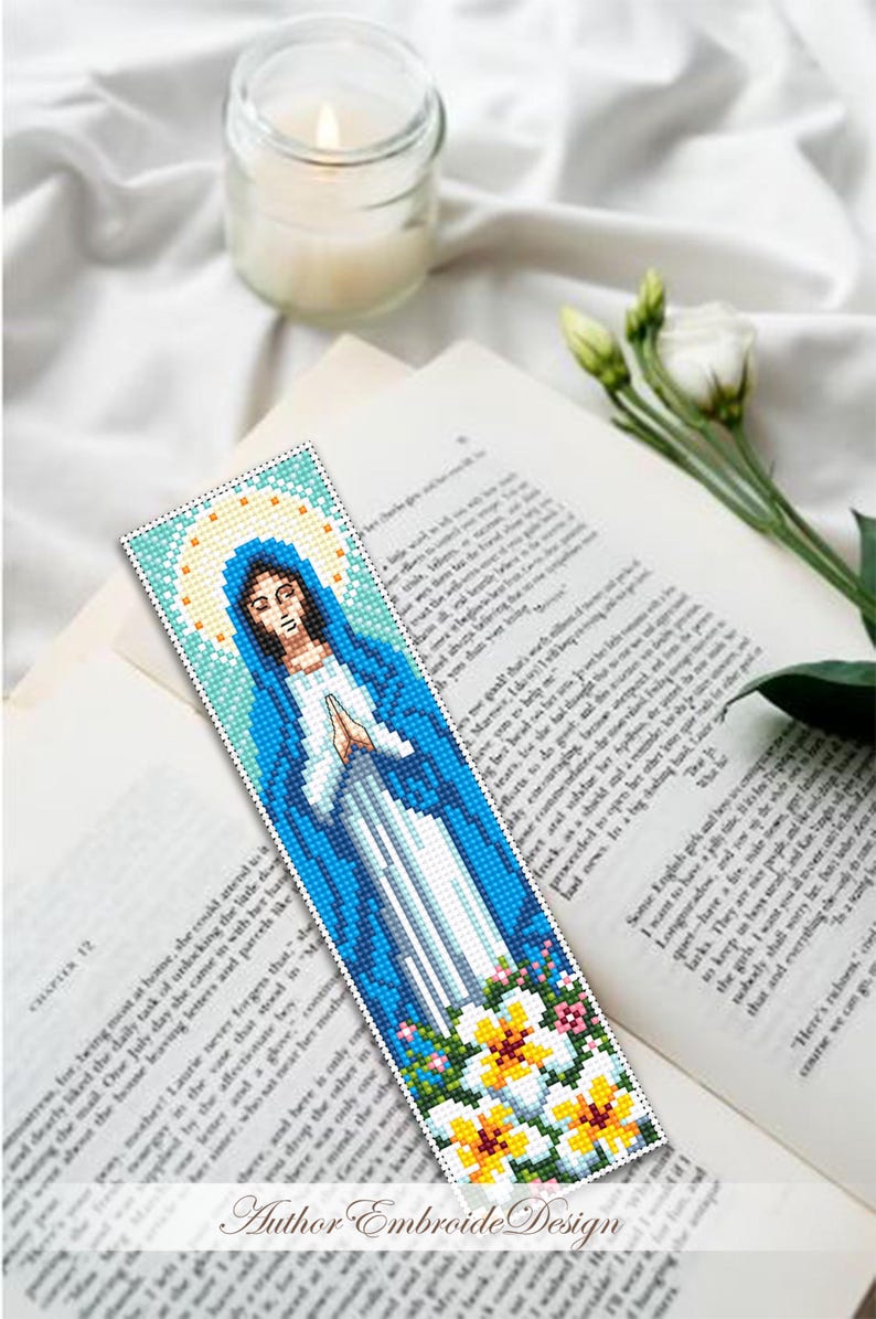 Blessed Virgin Mary Bookmark Cross Stitch Pattern PDF Download Mother ...