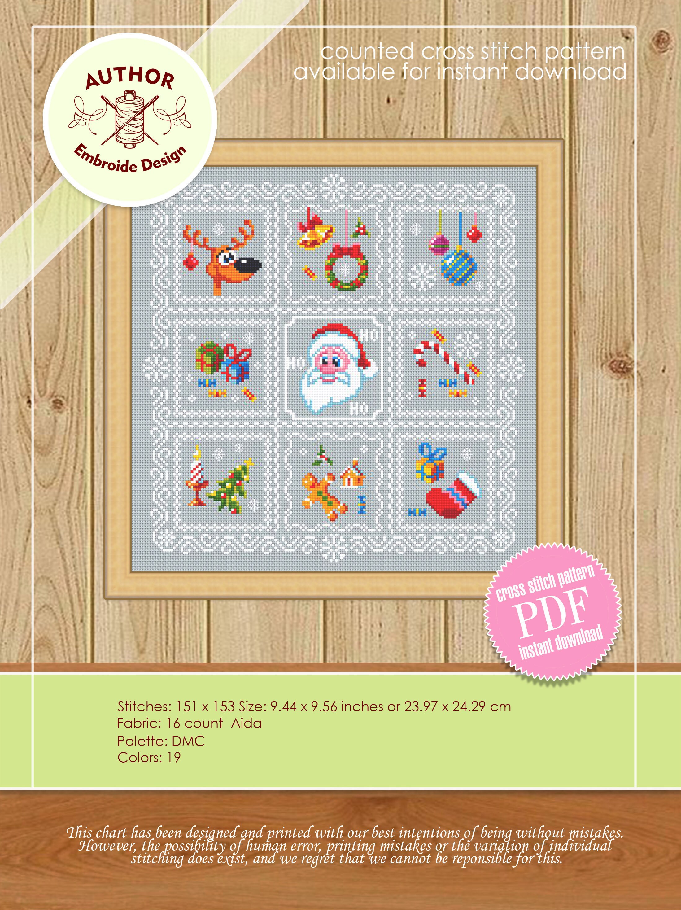 Christmas Sampler Cross Stitch Pattern Download PDF Christmas Pattern ...
