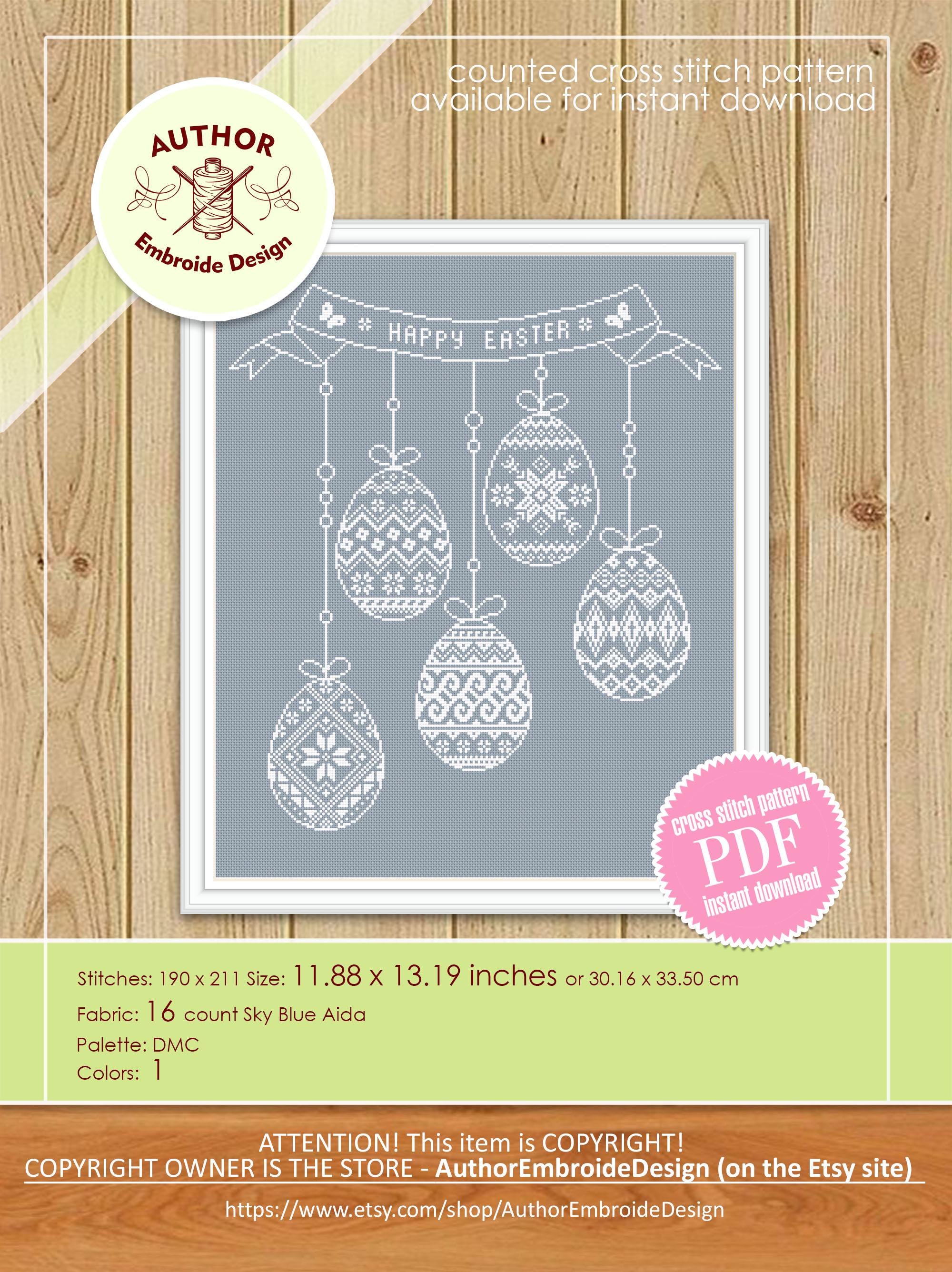 Easter Eggs Cross Stitch Pattern PDF Download Monochrome Sampler Cross ...