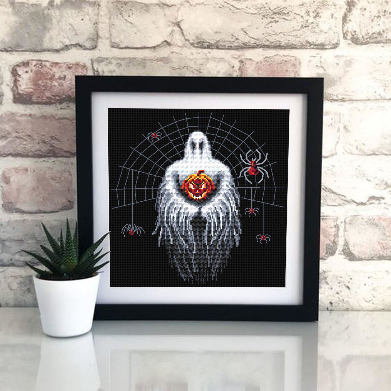 Gothic Halloween Cross Stitch Pattern Download PDF, Spooky Ghost Cross ...
