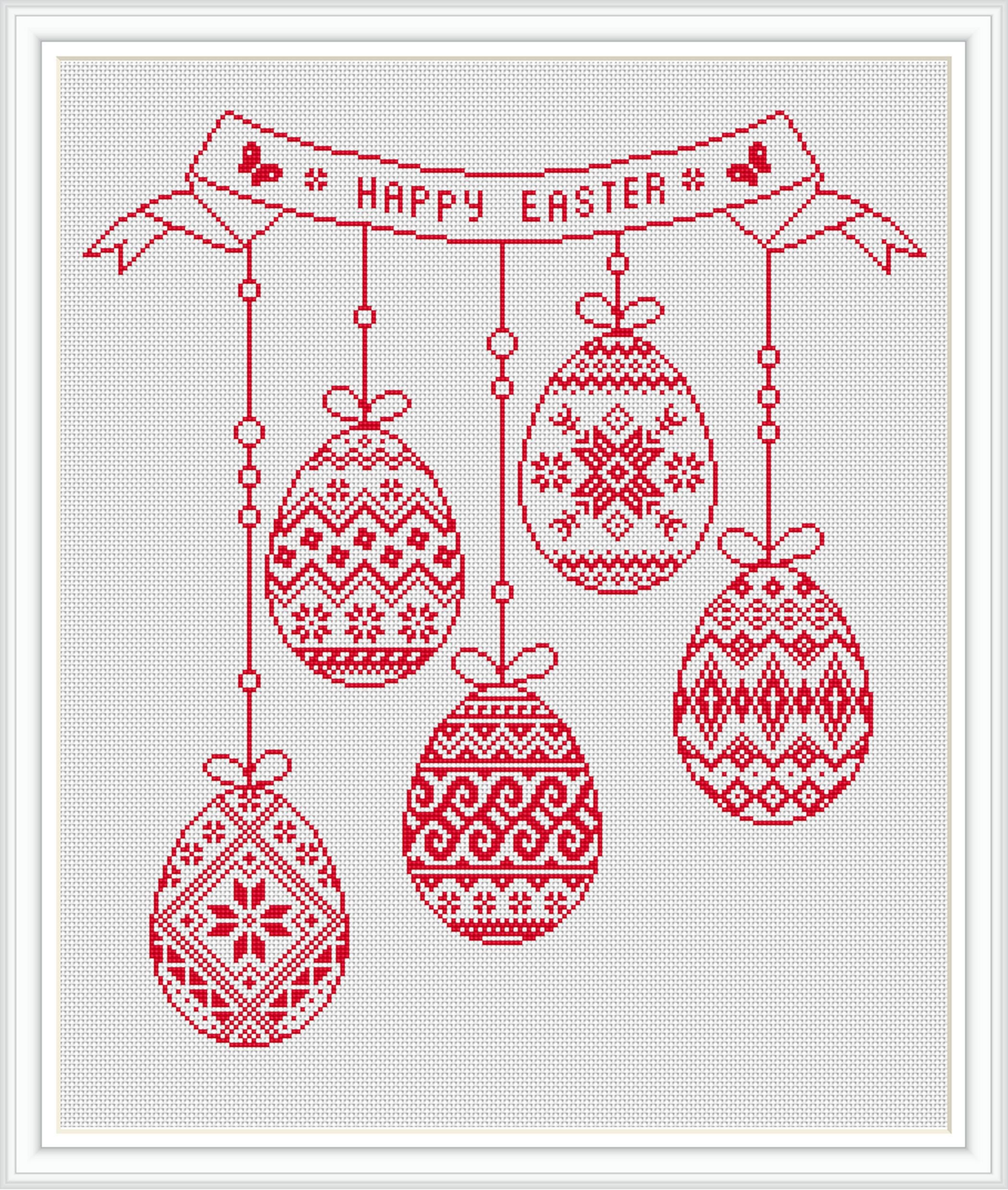 Easter Eggs Cross Stitch Pattern PDF Download Monochrome Sampler Cross ...