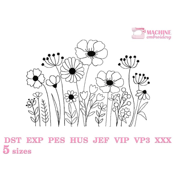 Wildflower Embroidery Pattern Etsy