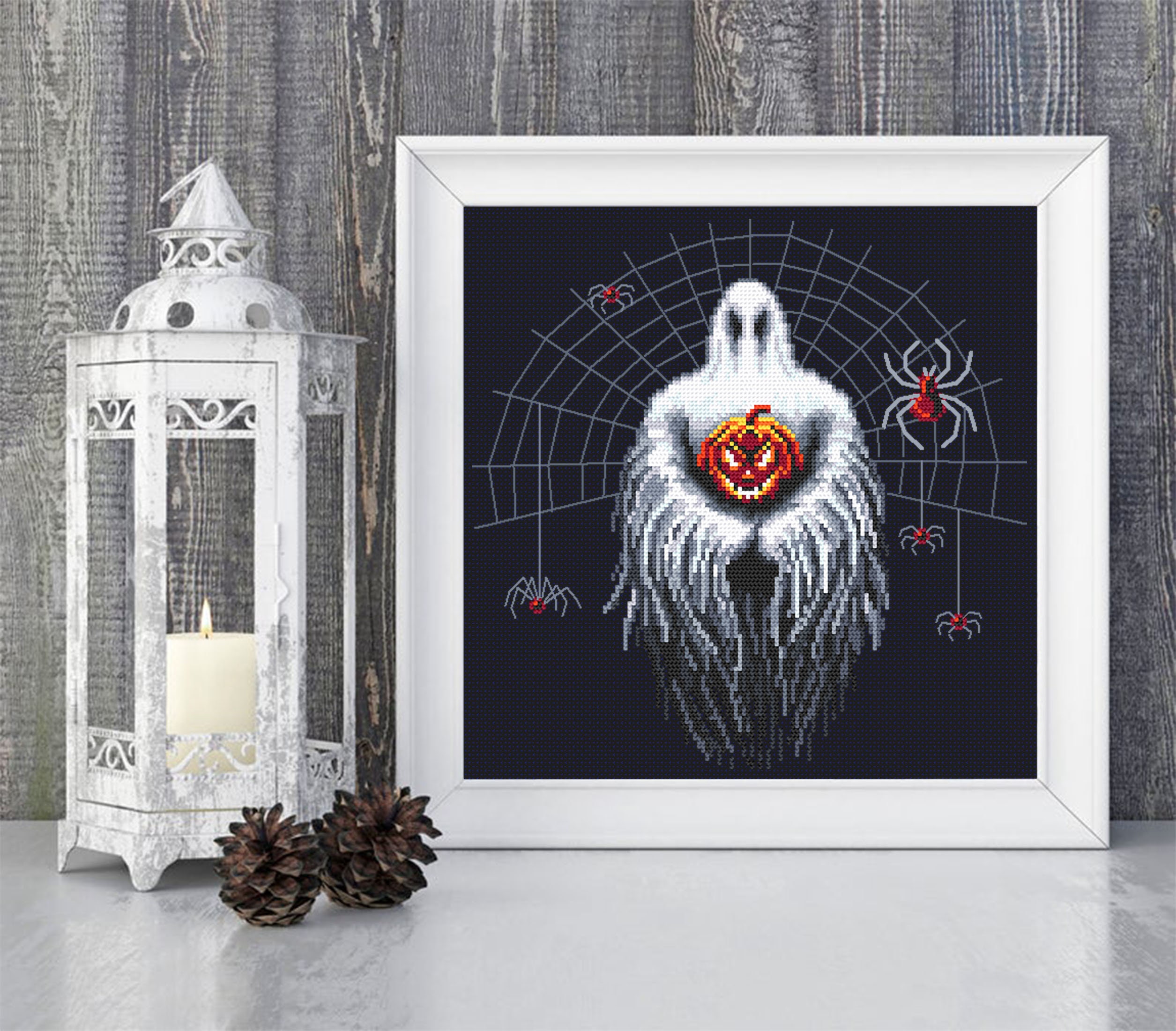 Gothic Halloween Cross Stitch Pattern Download PDF, Spooky Ghost Cross ...