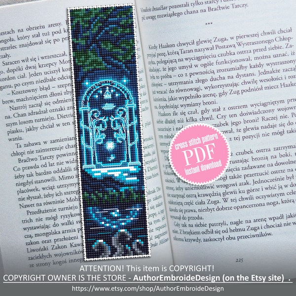Fantasy bookmark cross stitch pattern download PDF Magic handmade bookmark digital, Wizarding world cross stitch, Fairy door embroidery #B88