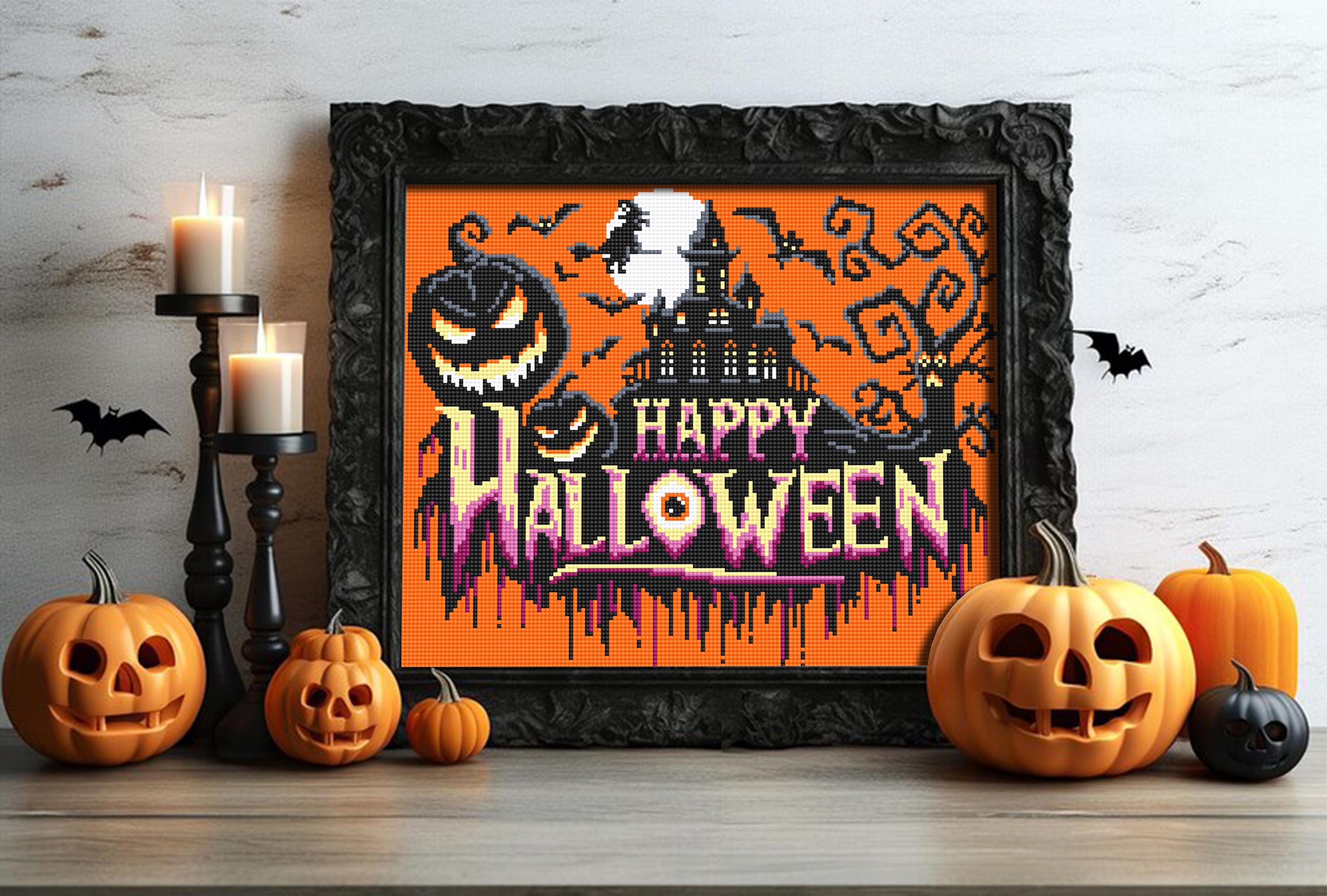 ハッピーハロウィーンのクロスステッチパターンのダウンロード PDF