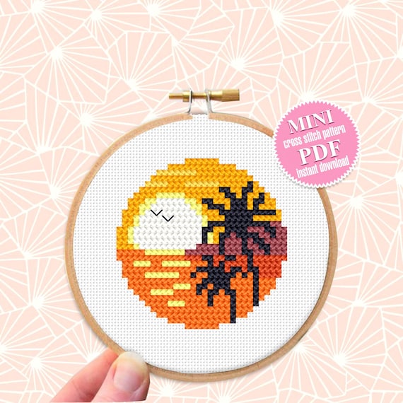 Small Cross Stitch Pattern Download PDF Nature Landscape Mini Etsy