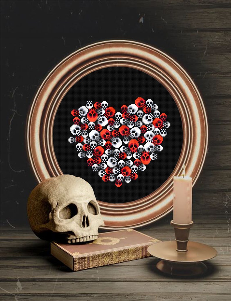 Gothic Heart Cross Stitch Pattern Download PDF Gothic Halloween Cross ...