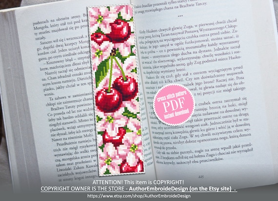 Сherry Blossom Bookmark Cross Stitch Pattern PDF Download - Etsy