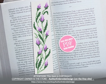 Flower bookmark cross stitch pattern PDF download Small floral cross stitch chart, Cute Handmade bookmark digital PDF, Flower pattern #B206