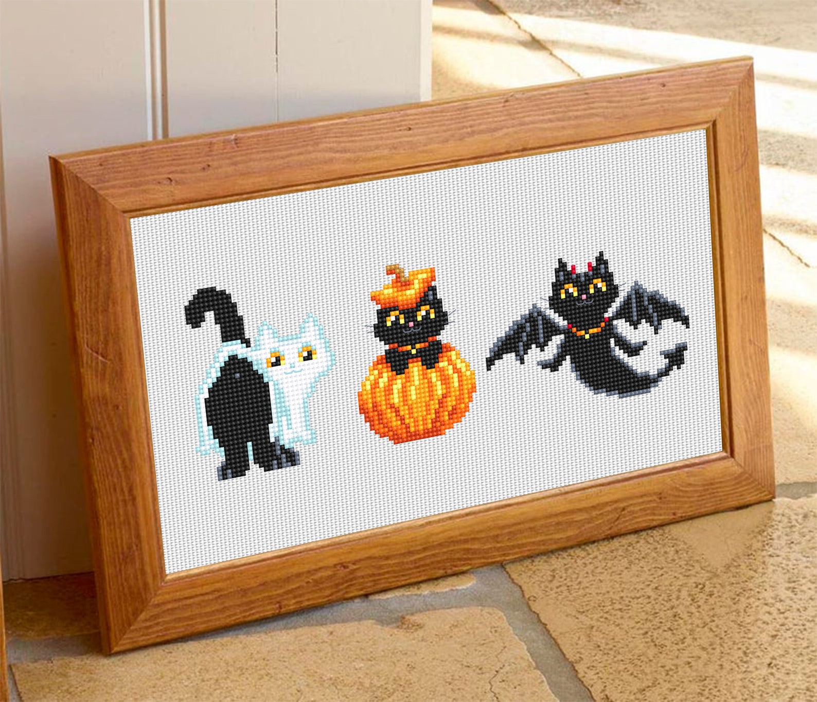 Set Halloween Cats Cross Stitch Pattern PDF Download Cute Black Cat ...