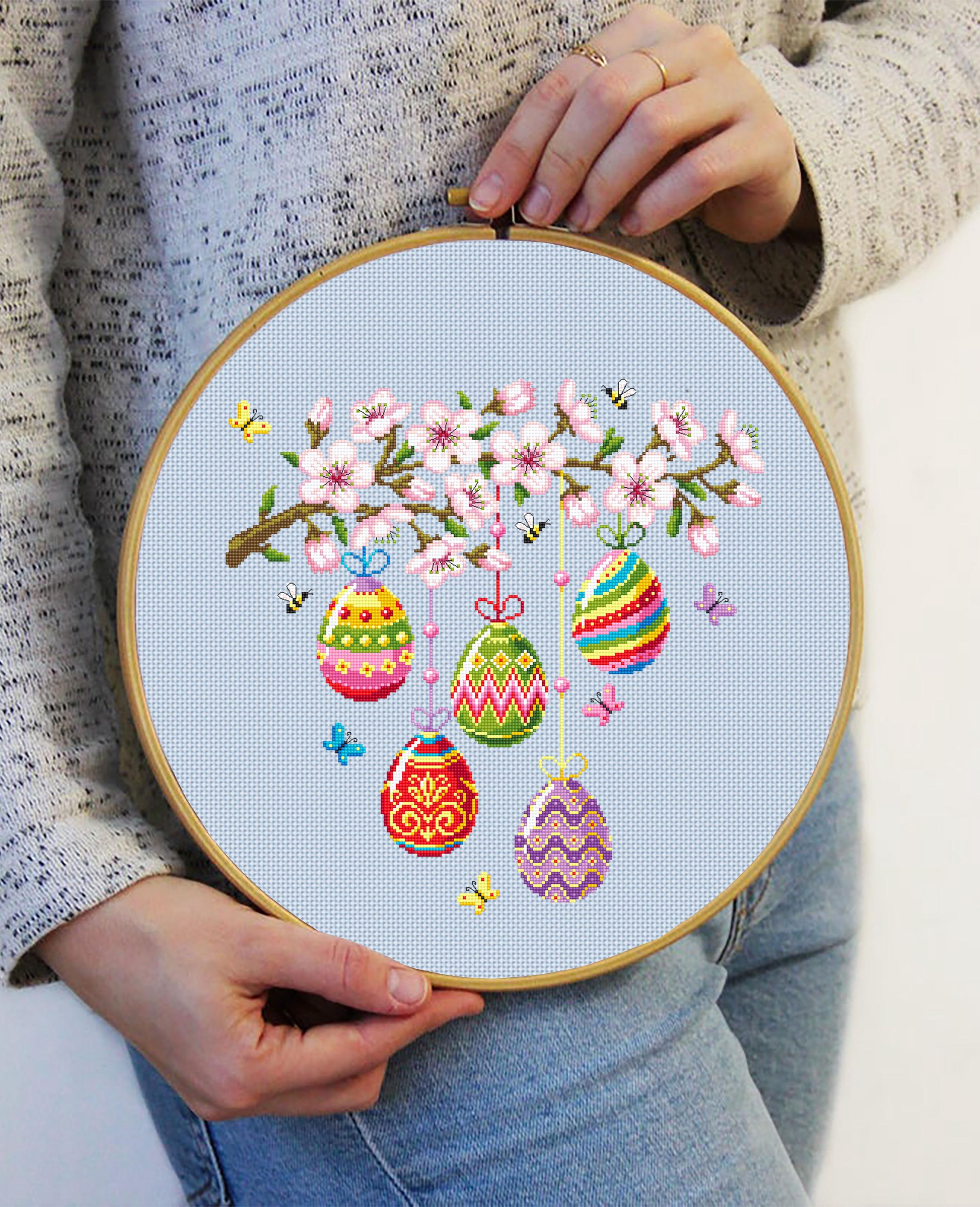Happy Easter Cross Stitch Pattern PDF Download Easter Eggs Cross Stitch ...