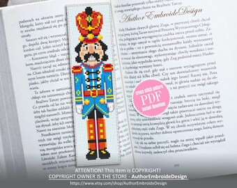 Christmas Nutcracker bookmark cross stitch pattern PDF download Nutcracker soldier cross stitch, Christmas bookmark pattern digital #B585