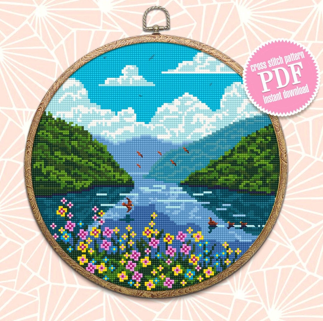 Nature Cross Stitch Pattern Download PDF Summer Landscape Cross Stitch ...