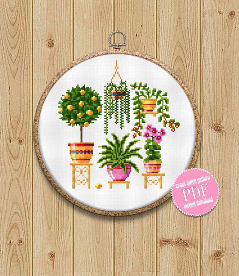 Set Plants P1 Cross Stitch Pattern PDF Home Plants Etsy