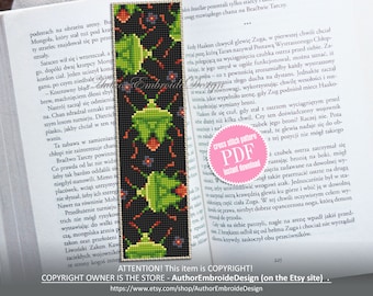 Beetle bookmark cross stitch pattern PDF download Green stink bug cross stitch chart, Simple bookmark pattern digital PDF for beginner #B283