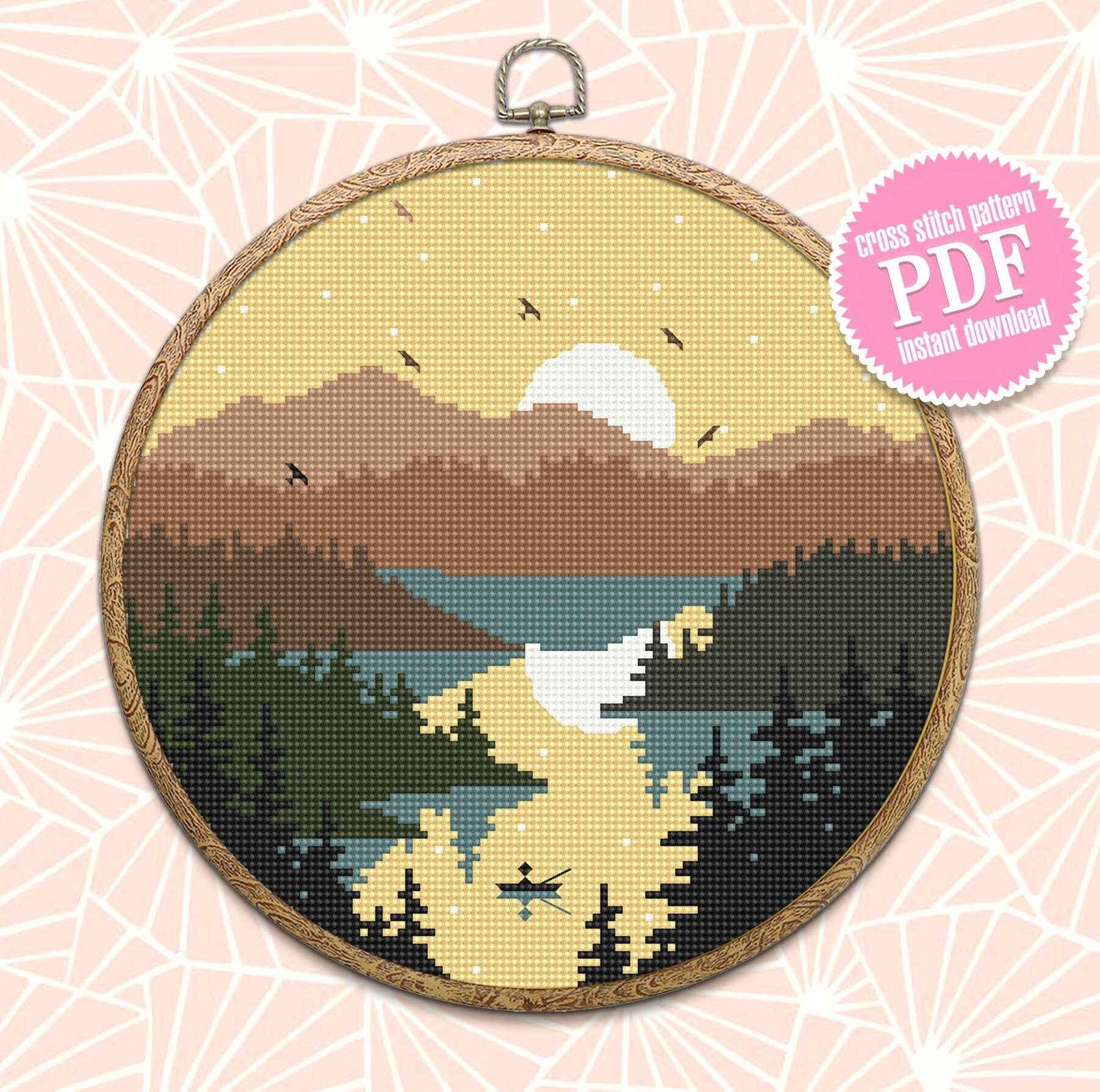 Nature Cross Stitch Pattern Download PDF Mountain Landscape Cross ...