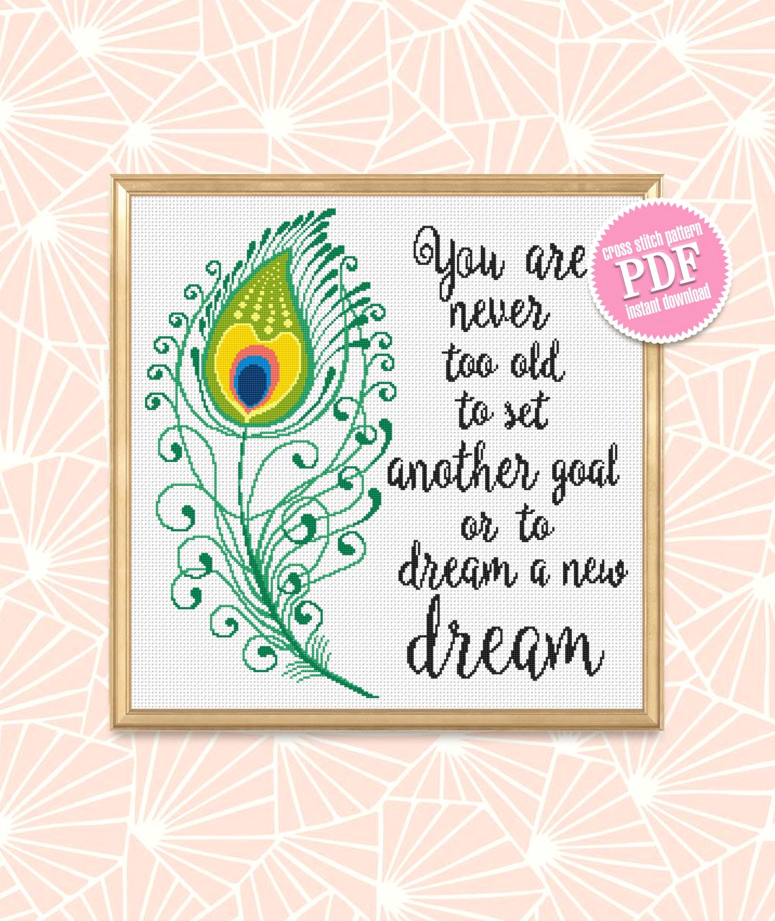 Motivational Quote Cross Stitch Pattern Digital PDF Peacock Etsy