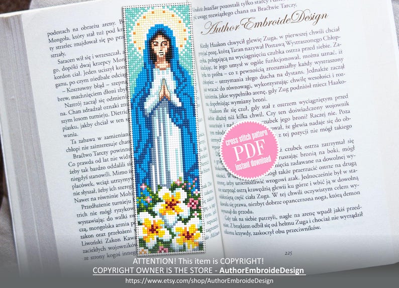 Blessed Virgin Mary Bookmark Cross Stitch Pattern PDF Download Mother ...