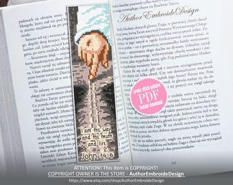Bible Verse Bookmark Cross Stitch Pattern, Religious Christian Bookmark Chart (PDF Instant Download)