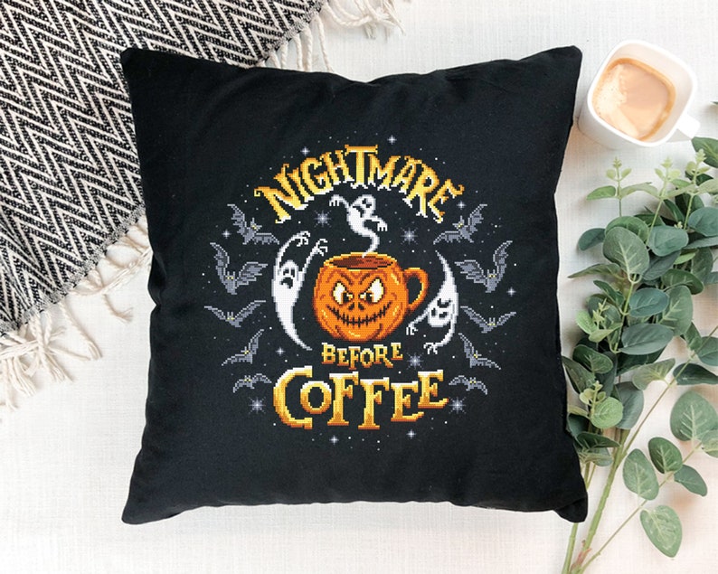 Nightmare Before Coffee Cross Stitch Pattern Download PDF, Halloween ...