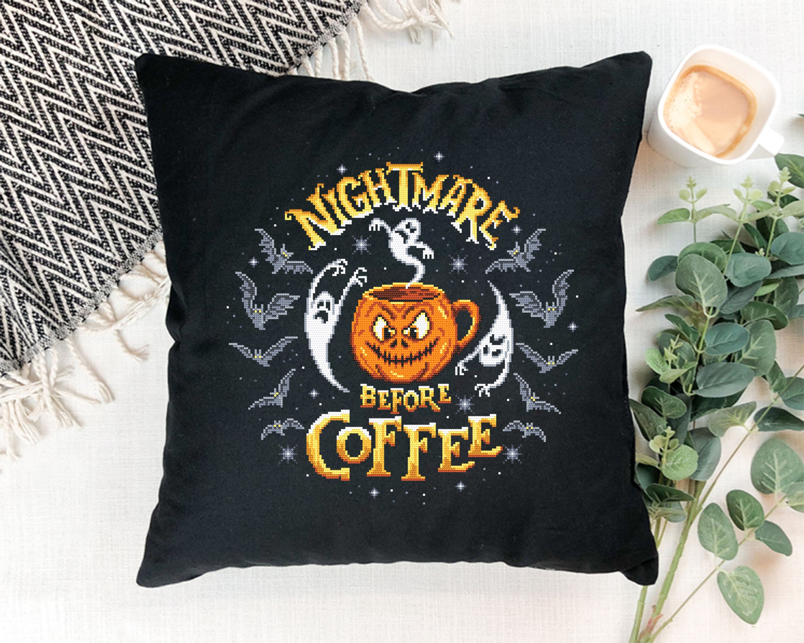 Nightmare Before Coffee Cross Stitch Pattern Download PDF, Halloween ...
