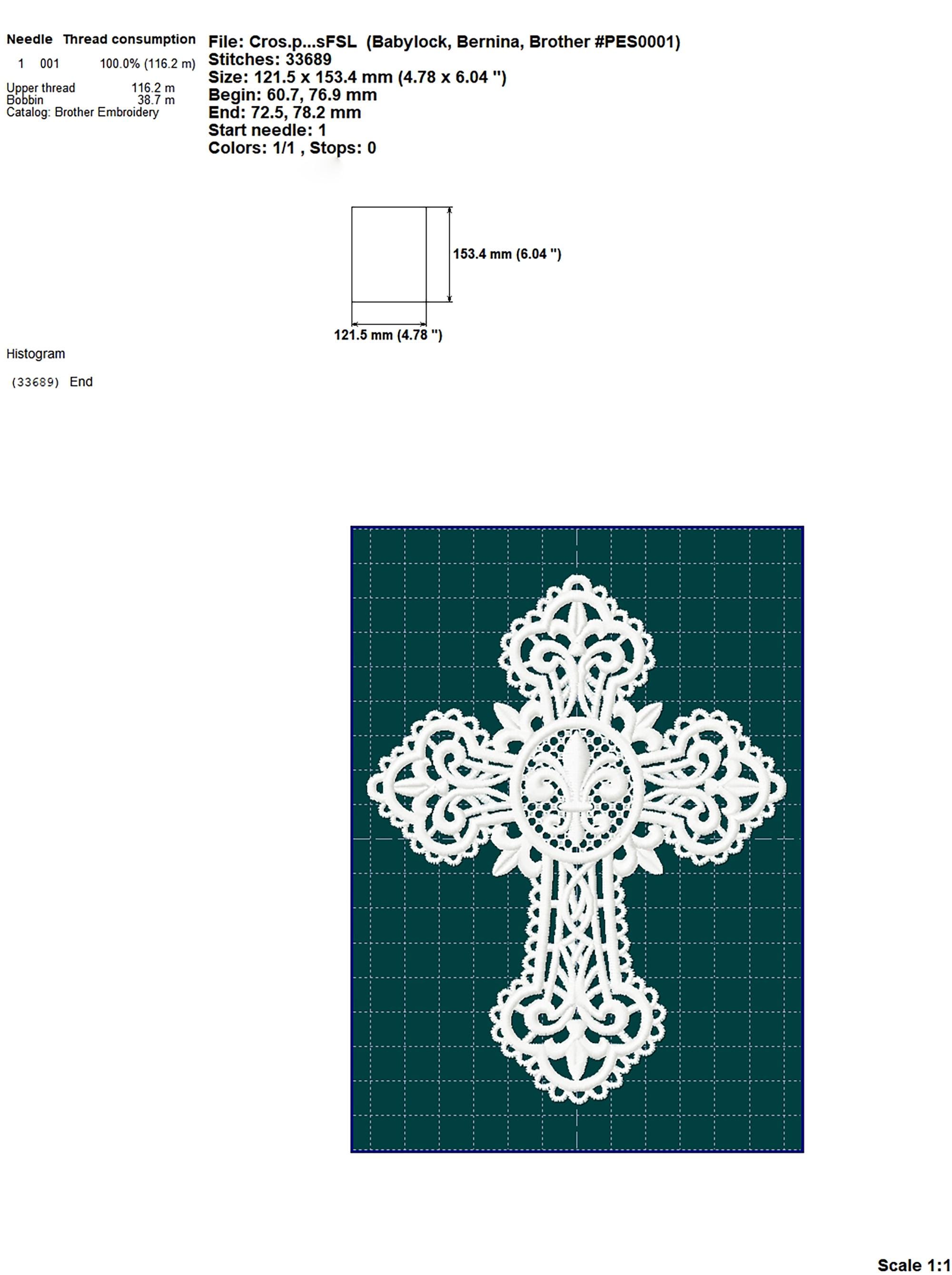Filigree Pattern Christian Filigree FSL Cross Machine Embroidery Design, Religious Bible Bookmark ...