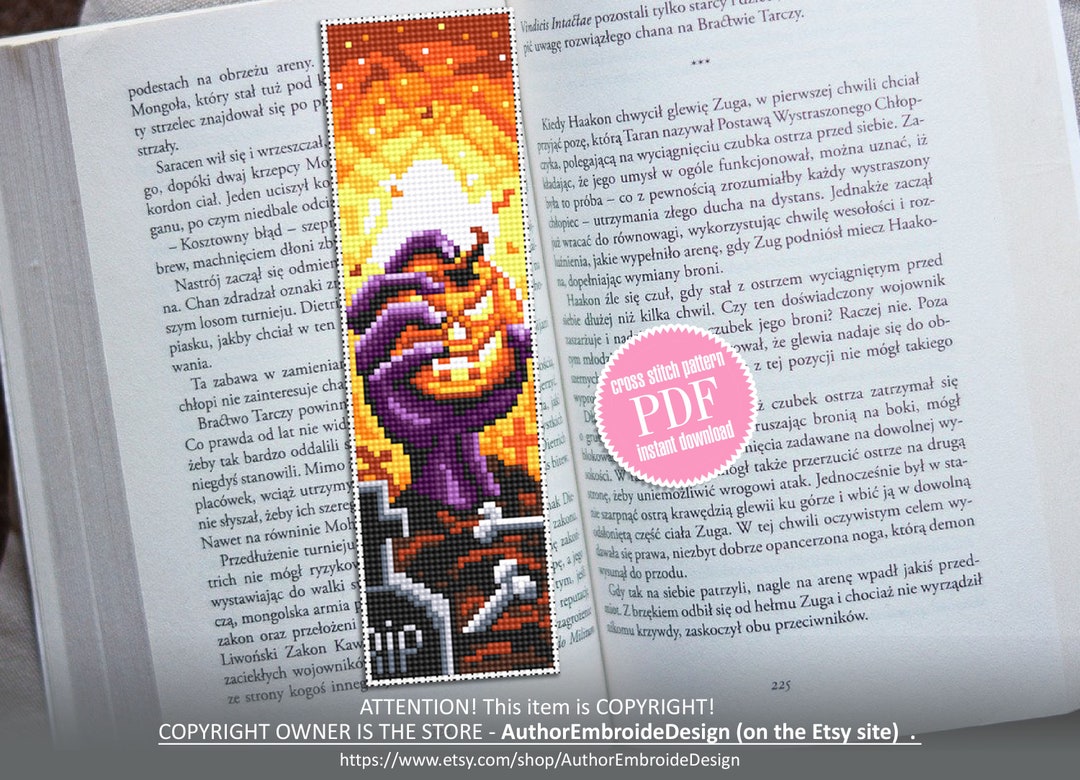 Halloween Bookmark Cross Stitch Pattern Download PDF Modern Handmade ...