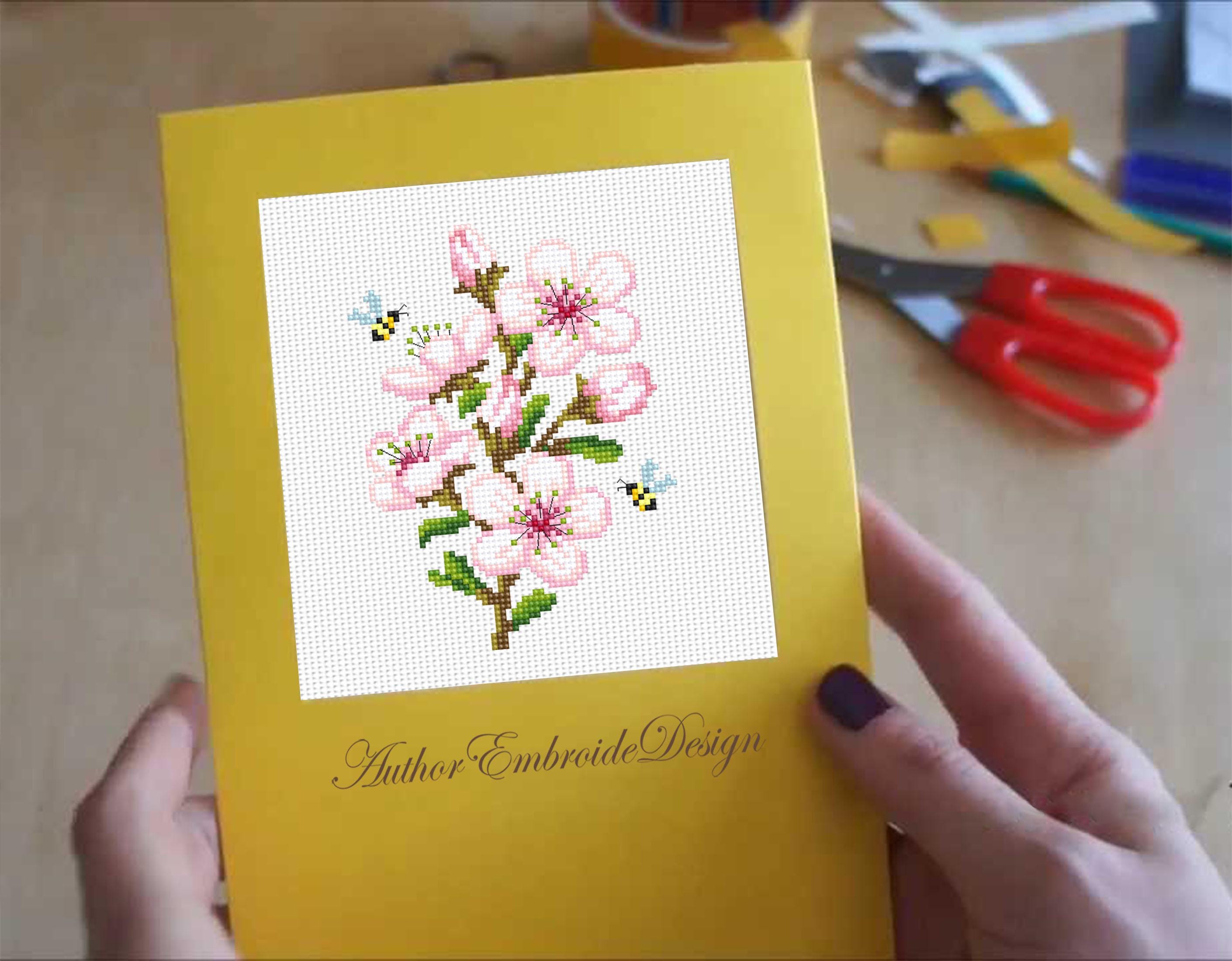 Small Cherry Blossom Cross Stitch Pattern PDF Download Sakura Flower ...