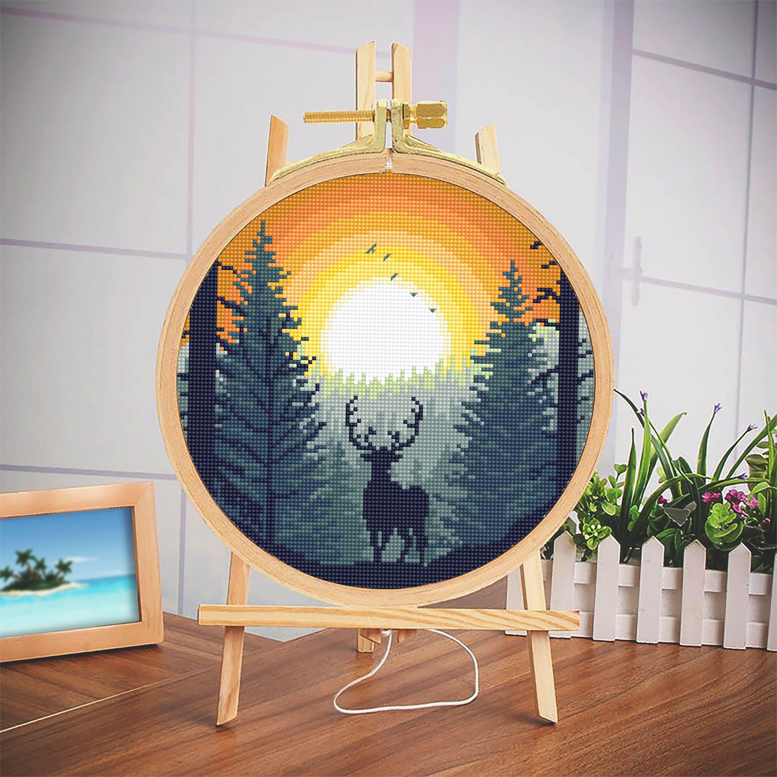 Nature Landscape Cross Stitch Pattern PDF Download Deer in Forest Cross ...