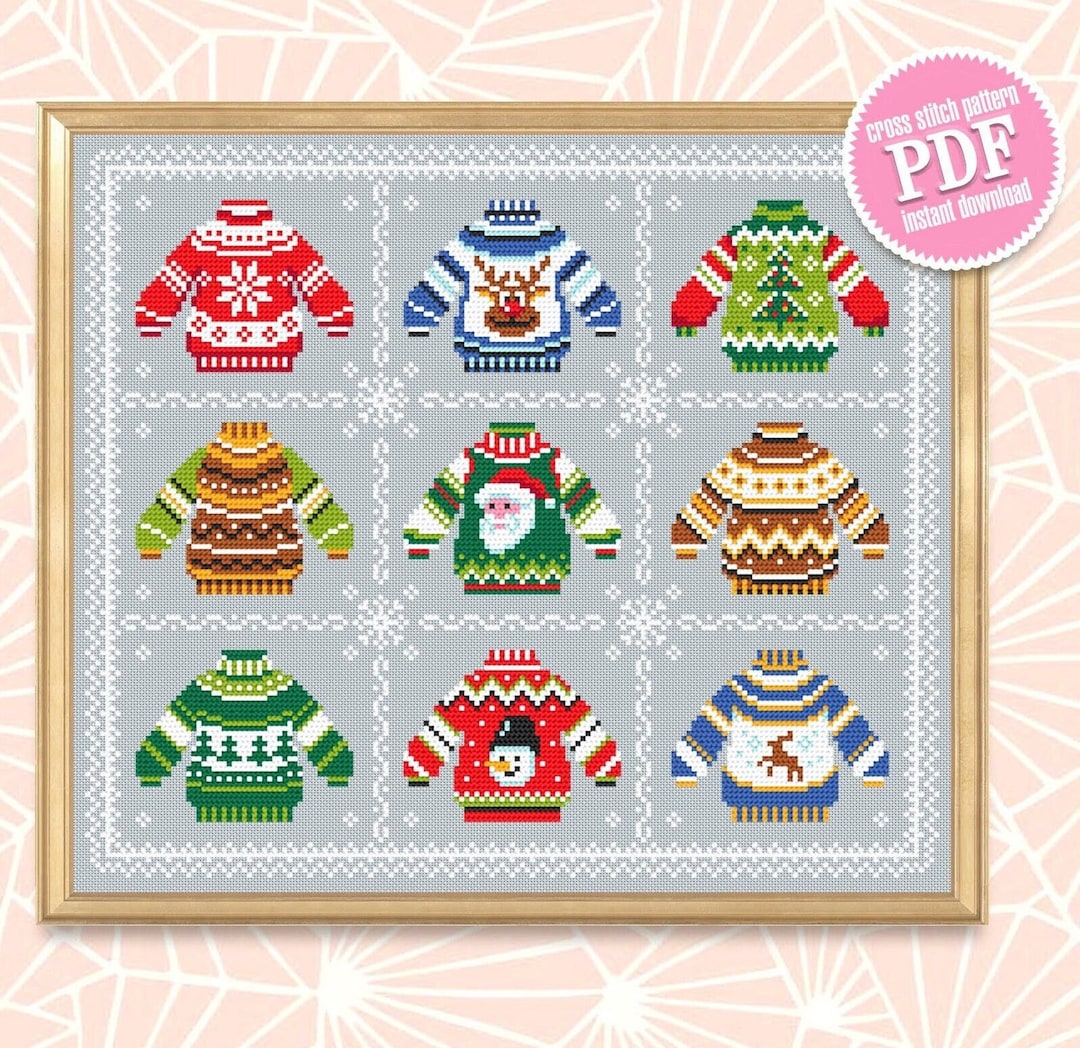 Ugly Christmas Sweater Cross Stitch Pattern Download PDF Christmas ...