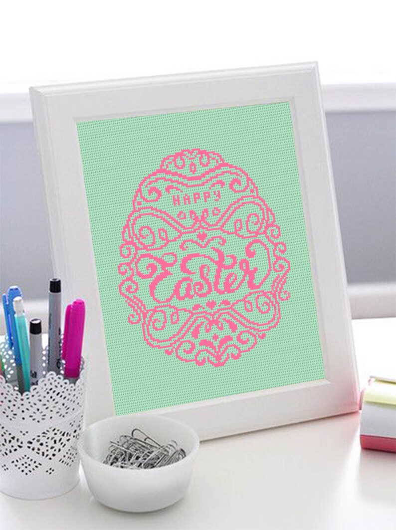 Easter Egg Cross Stitch Pattern PDF Happy Easter Cross Stitch Download ...