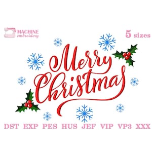 Merry Christmas embroidery design Machine embroidery pattern 5 size, Embroidery files christmas download, Snowflake embroidery digital #R36