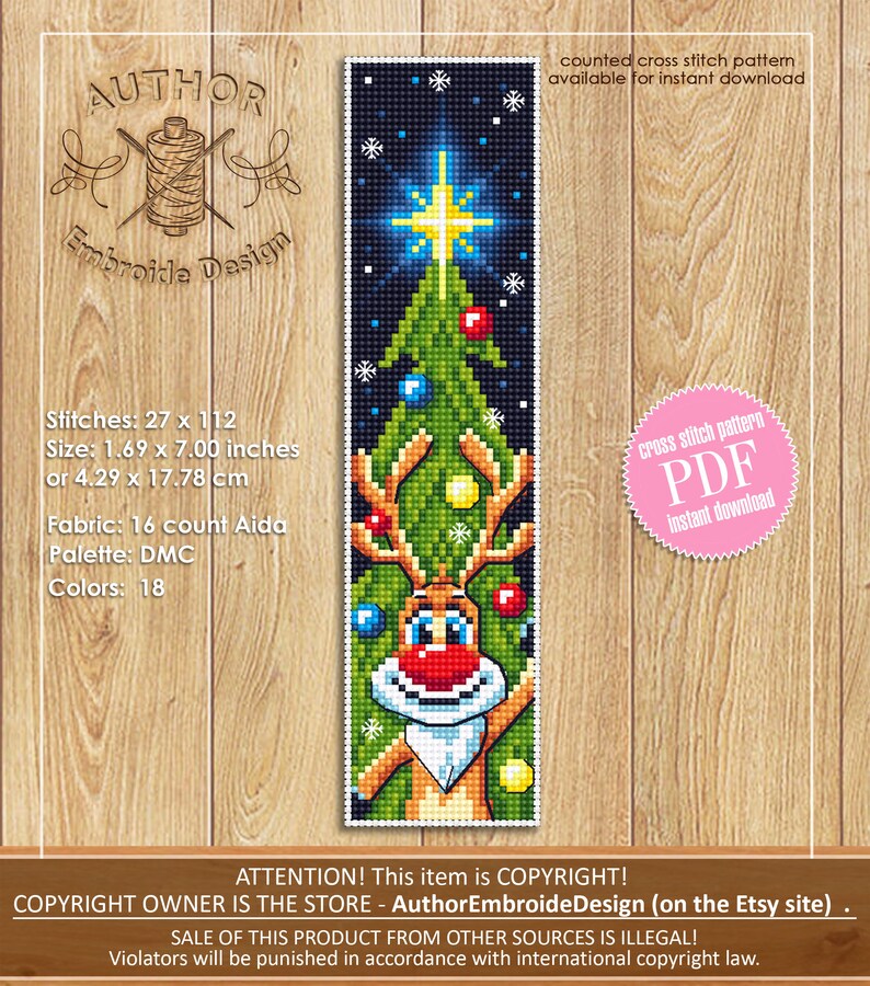 Christmas Bookmark Cross Stitch Pattern Download PDF Handmade | Etsy