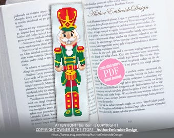 Christmas Nutcracker bookmark cross stitch pattern PDF download Nutcracker soldier cross stitch, Christmas bookmark pattern digital #B584