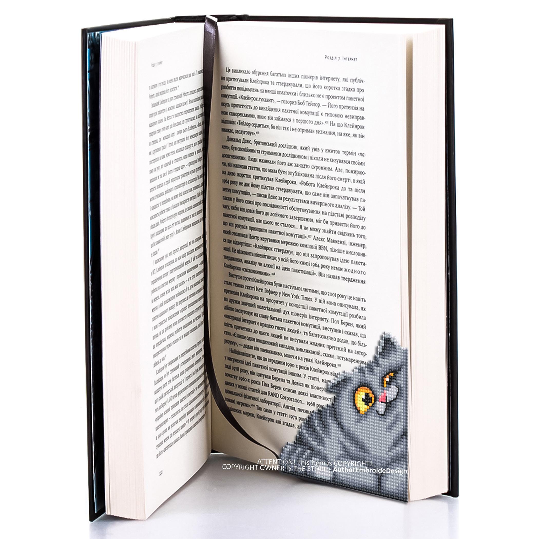 Gray Cat Corner Bookmark Cross Stitch Pattern PDF Download Cat Cross ...
