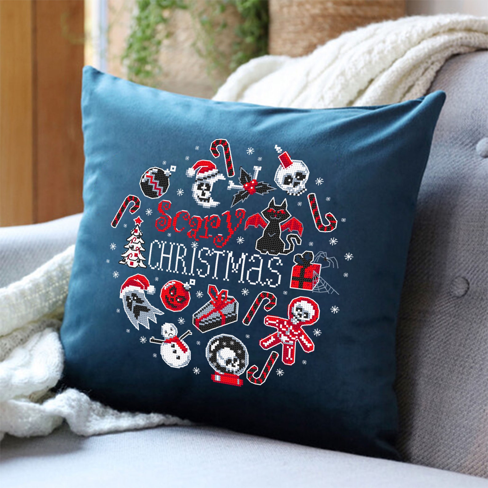 Gothic Christmas Cross Stitch Pattern Download PDF Spooky - Etsy