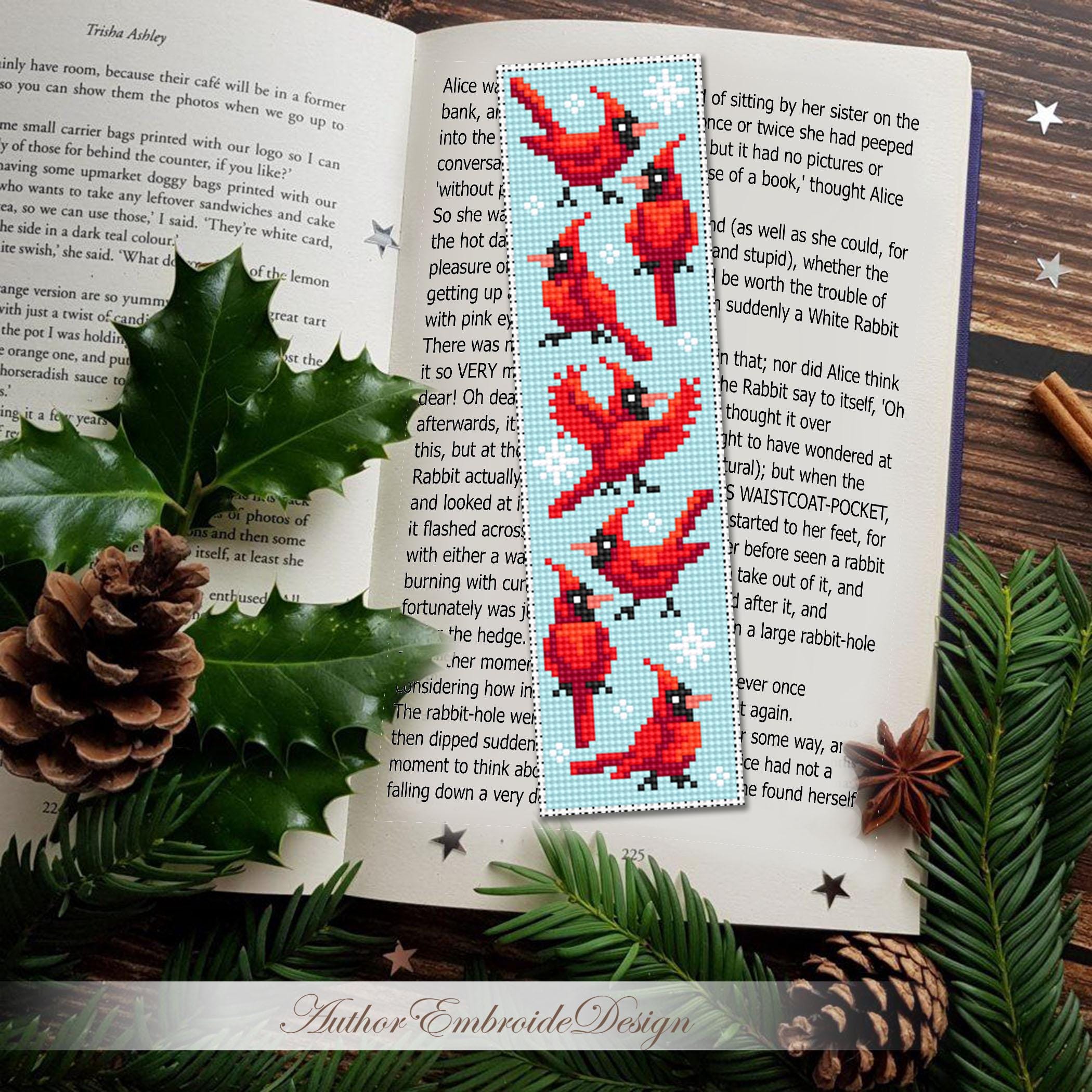 Christmas Bookmark Cross Stitch Pattern PDF Download Red Cardinal Cross ...