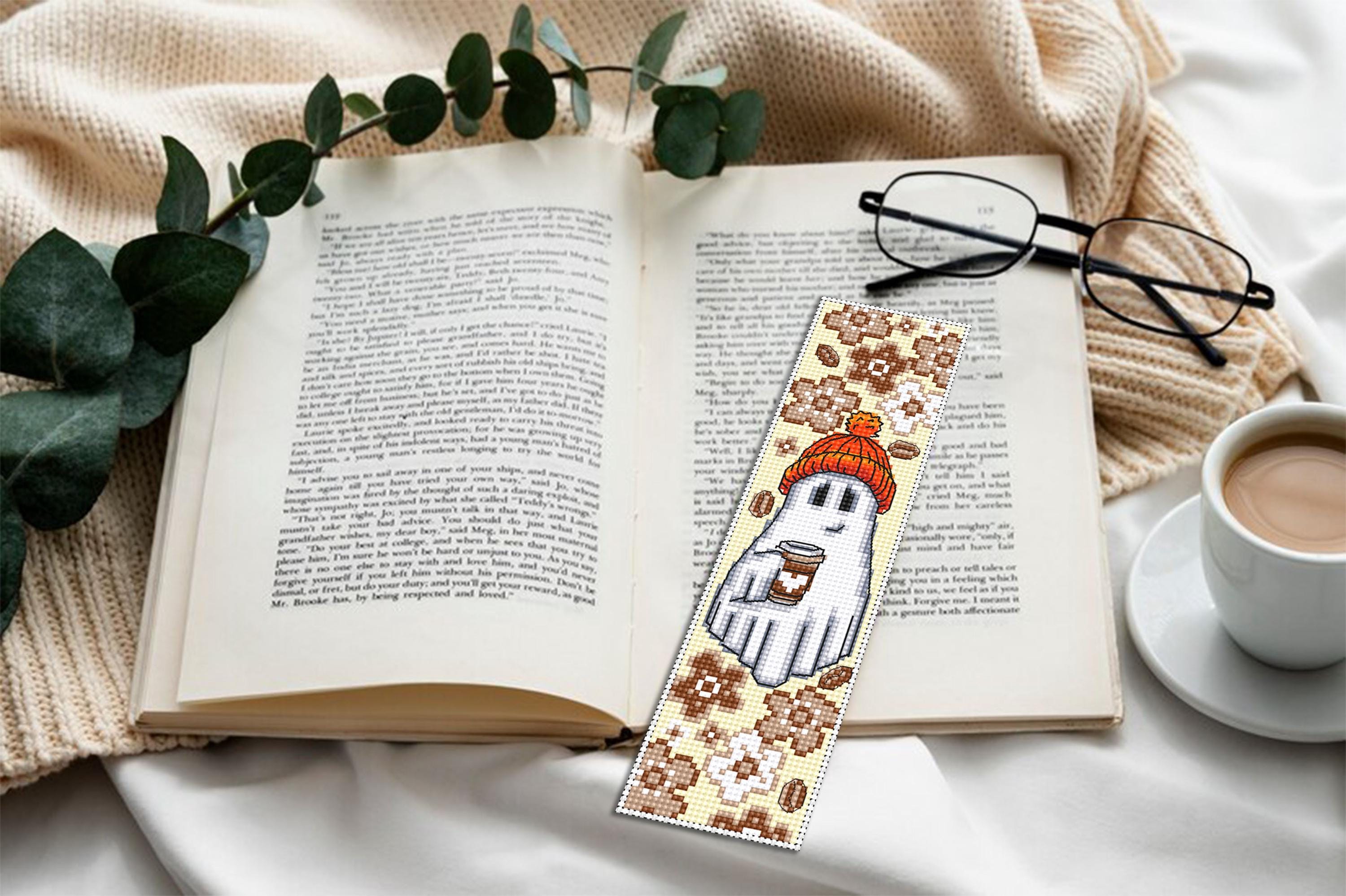 Ghost Coffee Bookmark Cross Stitch Pattern PDF Download Cute Ghost ...