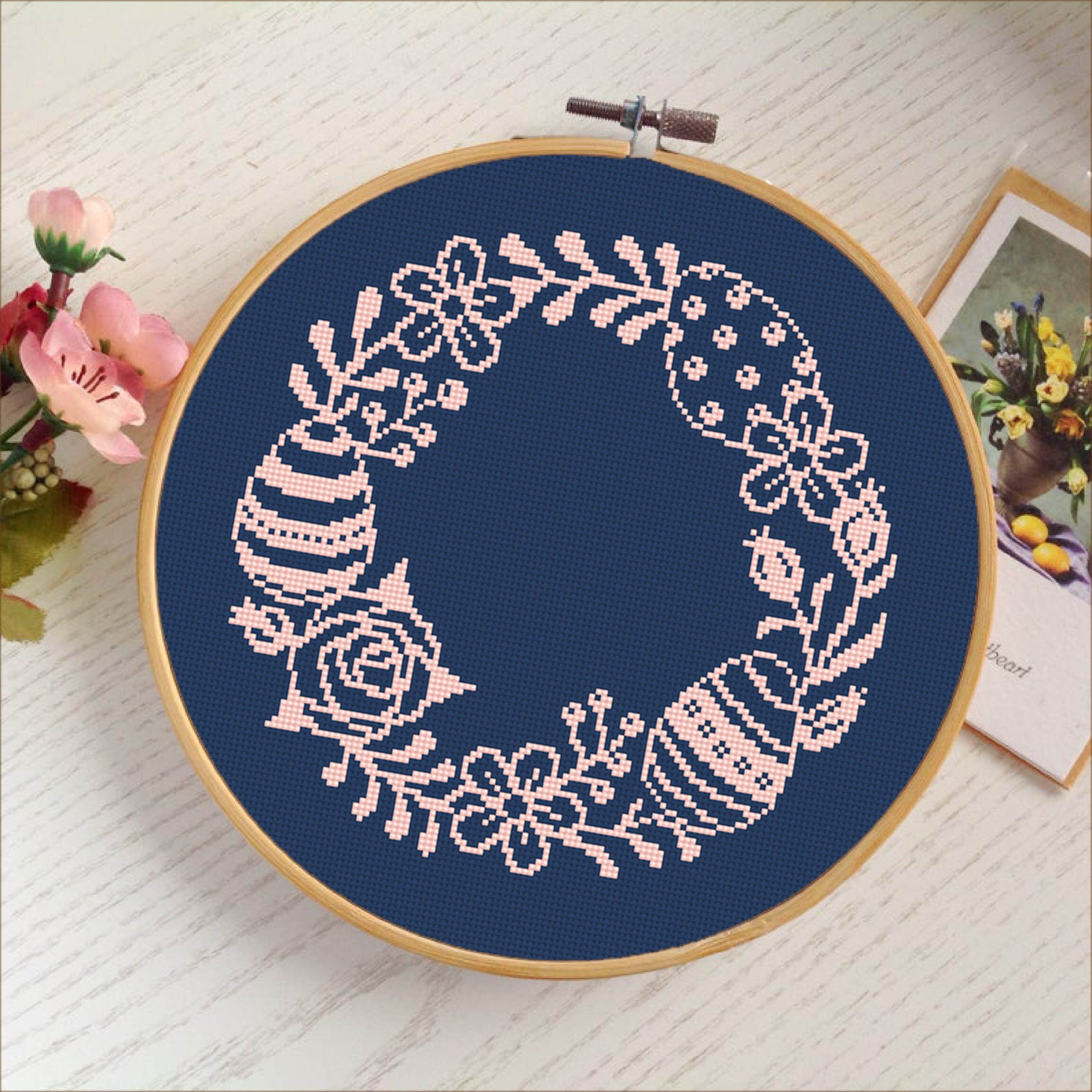 Easter Wreath Cross Stitch Pattern Download PDF Easter Eggs Cross ...