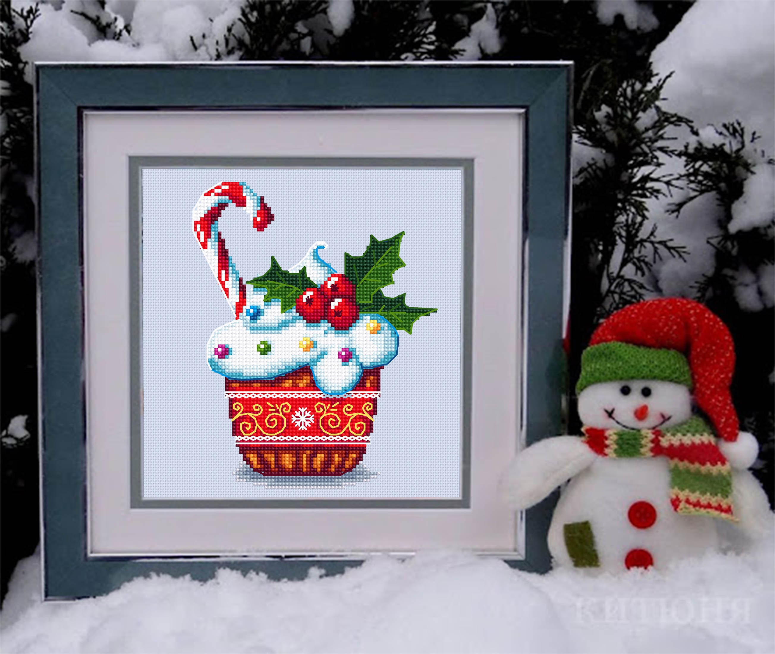 Christmas Cupcake Cross Stitch Pattern Download PDF Merry Christmas ...