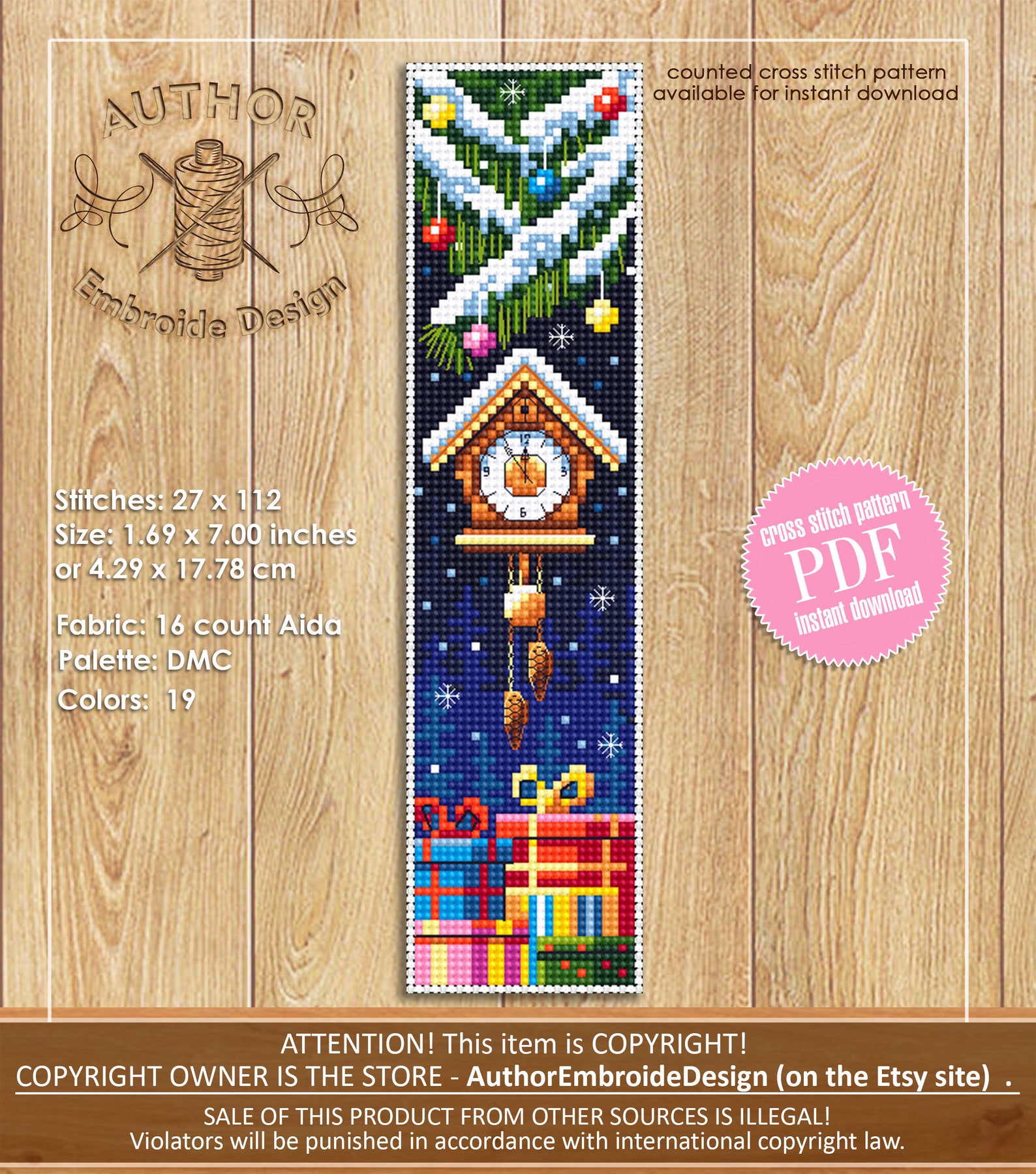 Christmas Bookmark Cross Stitch Pattern PDF Handmade Bookmark | Etsy