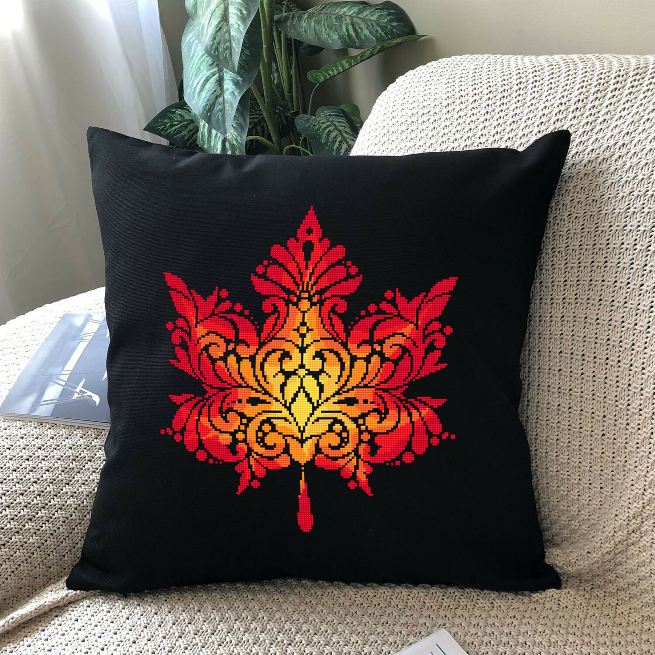 Maple Leaf Mandala Cross Stitch Pattern PDF Download Autumn Leaf Cross ...