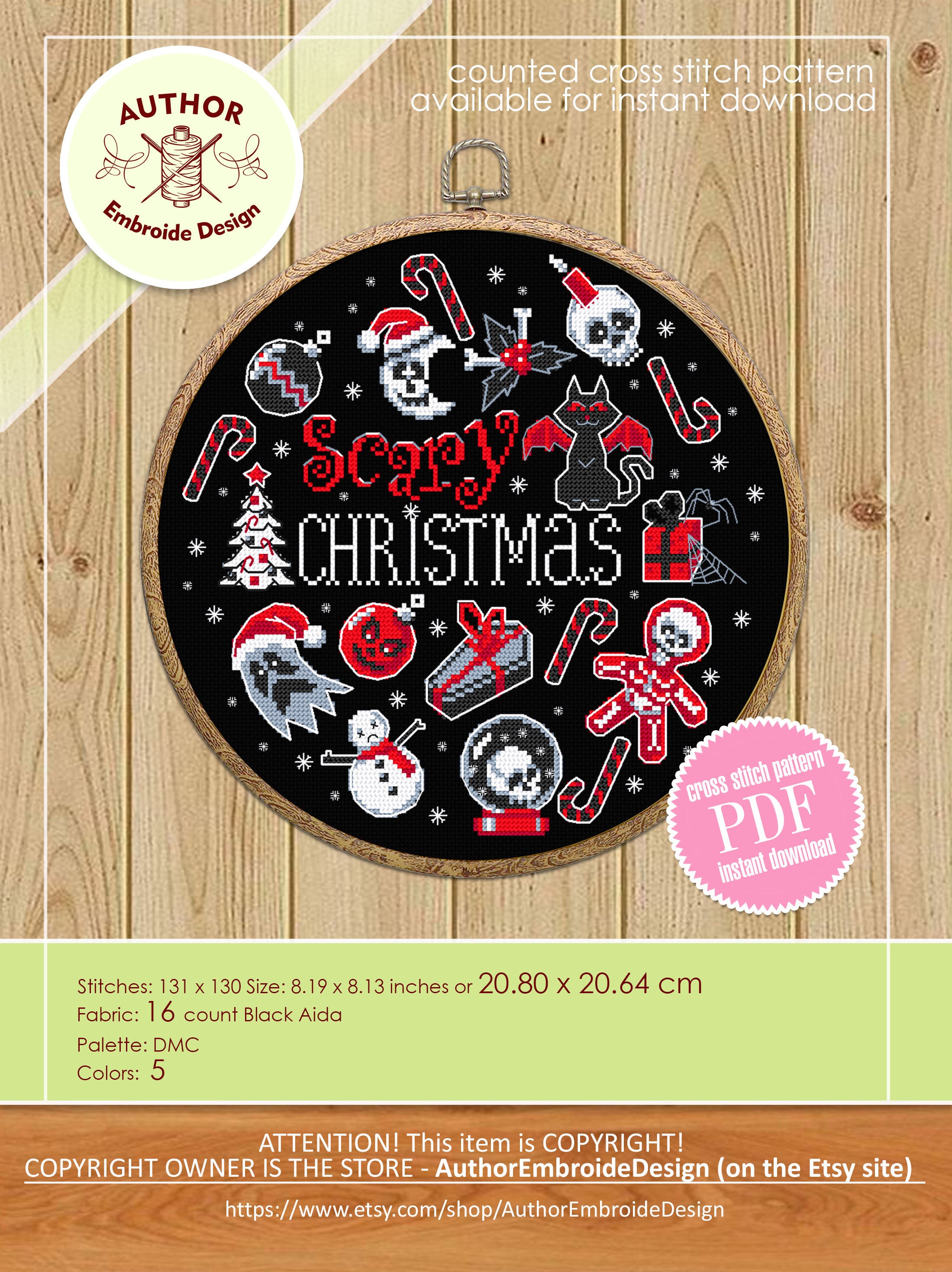 Gothic Christmas Cross Stitch Pattern Download PDF Spooky Christmas ...
