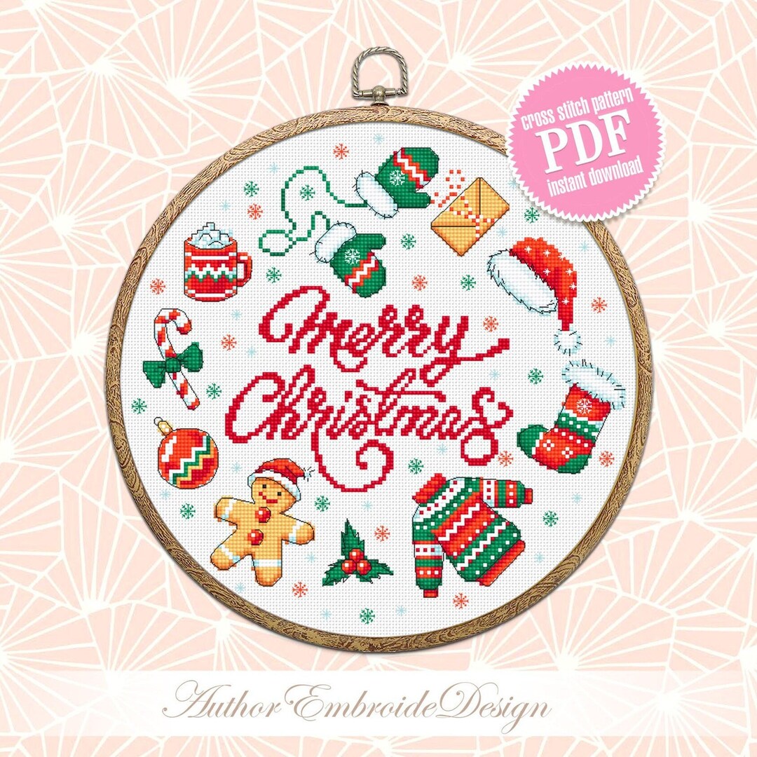 Merry Christmas Sampler Cross Stitch Pattern PDF Download Simple ...
