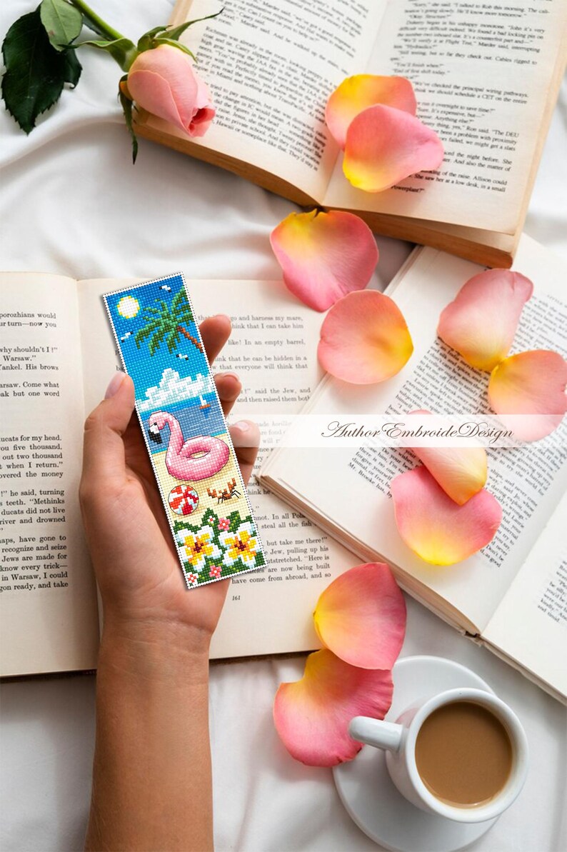 Beach Bookmark Cross Stitch Pattern PDF Download Inflatable Pink ...