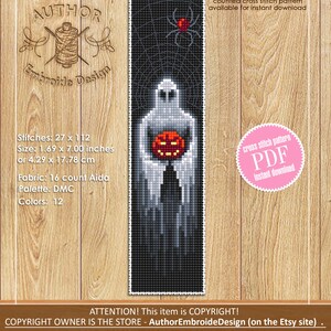 Spooky Halloween Bookmark Cross Stitch Pattern Download PDF, Handmade ...