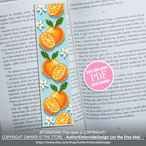 Orange Bookmark Cross Stitch Pattern Download PDF Modern Handmade ...